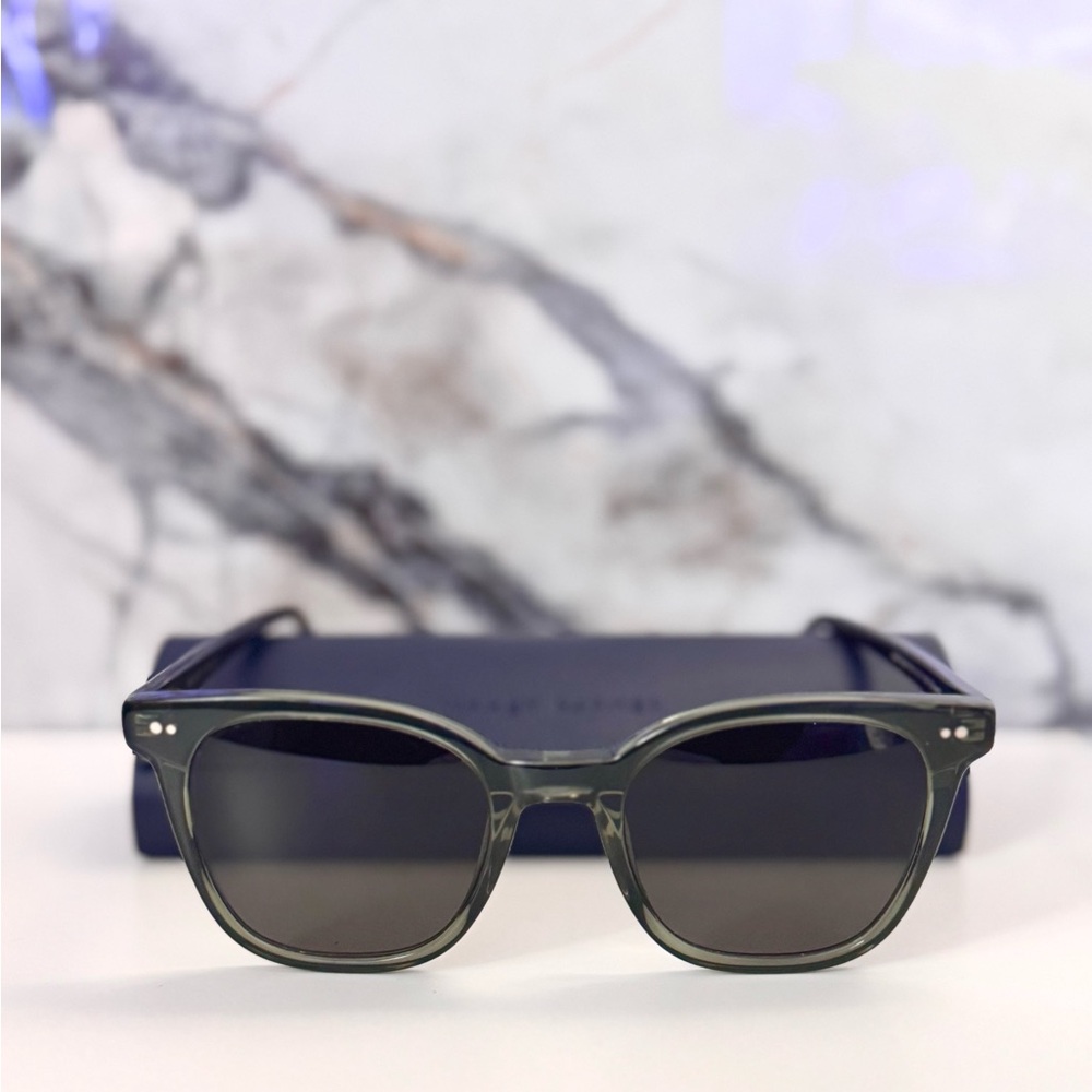 Warby Parker Griffin Sunglasses in Seaweed Green Crystal with Cognac Tortoise